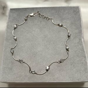 Vintage Sterling Silver bracelet with Cubic Zirconia stones 7” with 1” extender